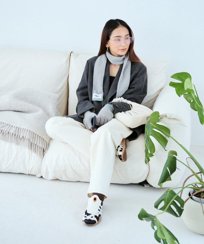 羊毛混紡半長圍巾《AIR》限定馬海毛半長圍巾