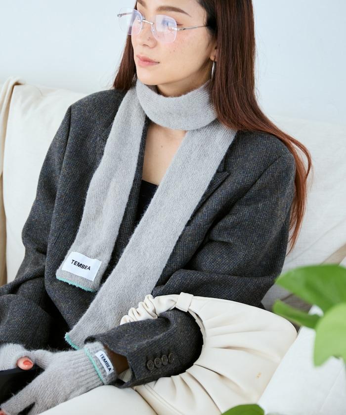 羊毛混紡半長圍巾《AIR》限定馬海毛半長圍巾