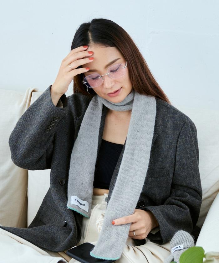 羊毛混紡半長圍巾《AIR》限定馬海毛半長圍巾