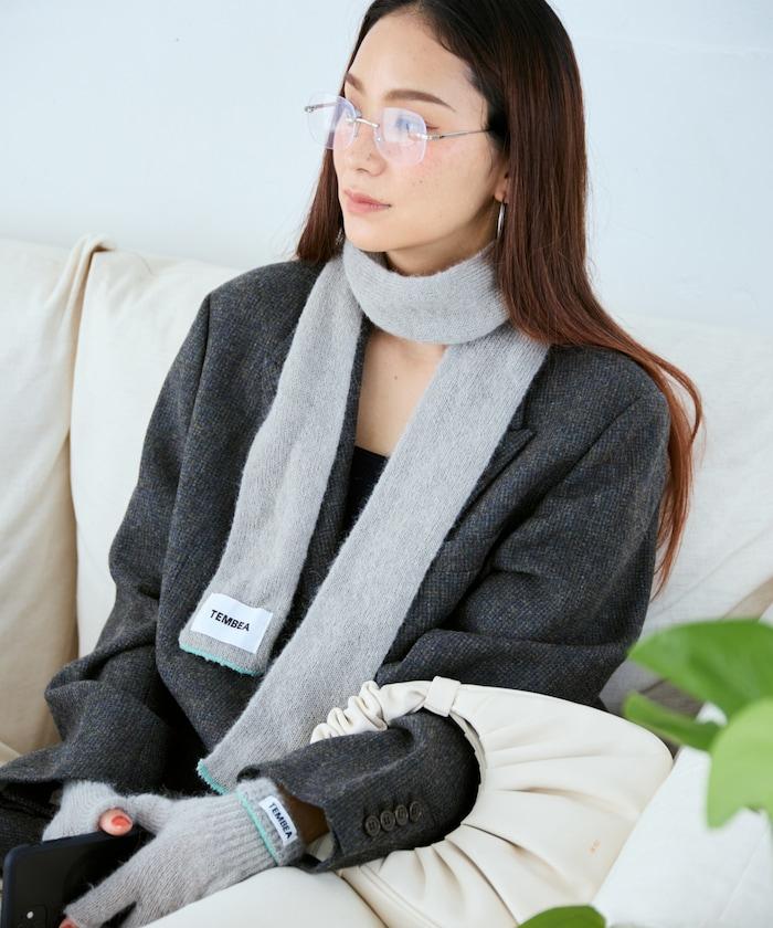 羊毛混紡半長圍巾《AIR》限定馬海毛半長圍巾