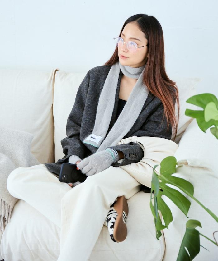 羊毛混紡半長圍巾《AIR》限定馬海毛半長圍巾