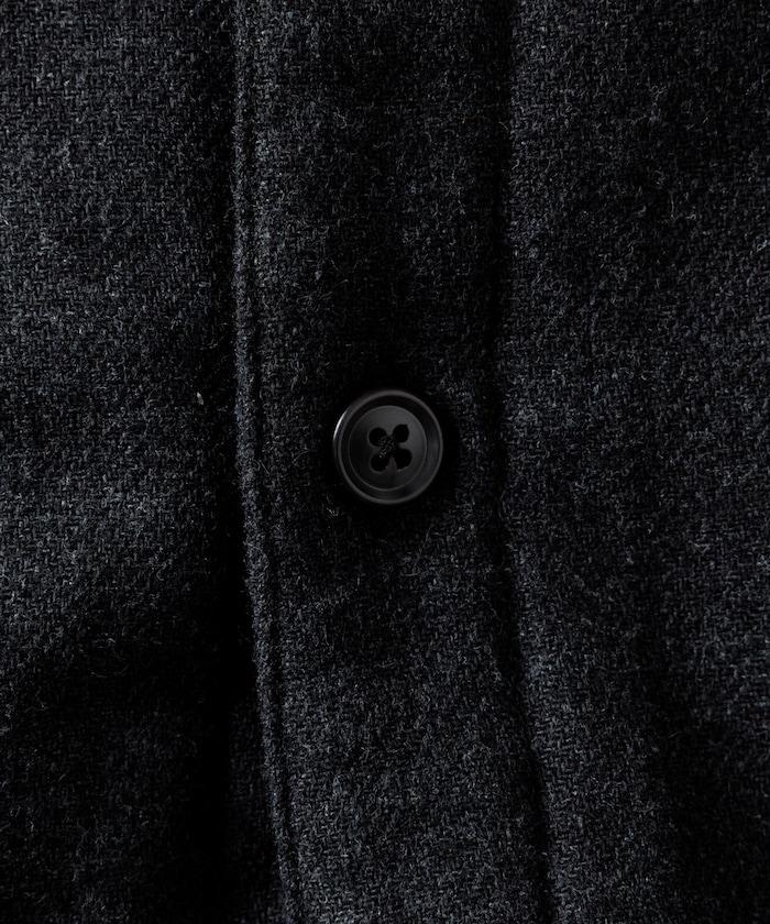 寬鬆版型水洗羊毛混紡法蘭絨加棉格紋襯衫夾克