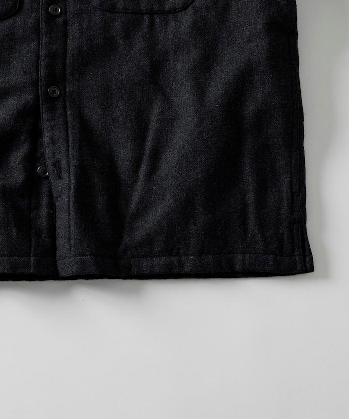 寬鬆版型水洗羊毛混紡法蘭絨加棉格紋襯衫夾克