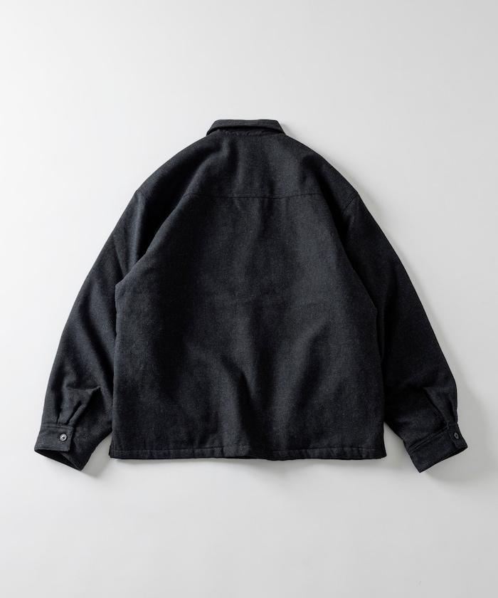 寬鬆版型水洗羊毛混紡法蘭絨加棉格紋襯衫夾克