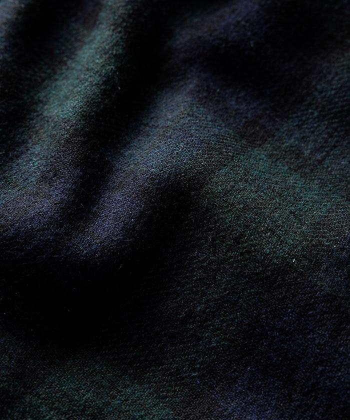 寬鬆版型水洗羊毛混紡法蘭絨加棉格紋襯衫夾克