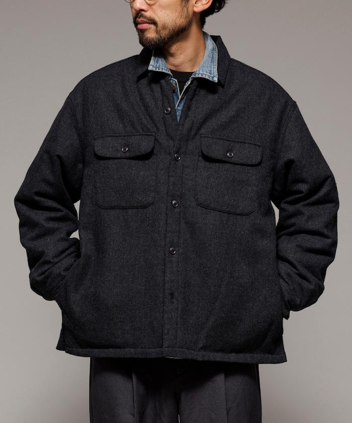 寬鬆版型水洗羊毛混紡法蘭絨加棉格紋襯衫夾克