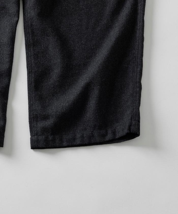 寬鬆版型水洗羊毛混紡法蘭絨長褲