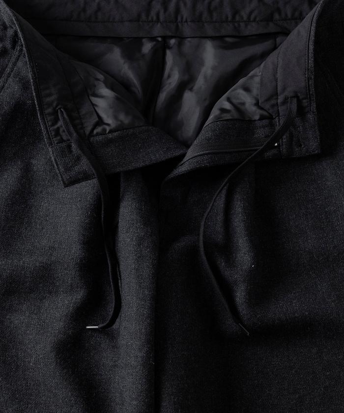 寬鬆版型水洗羊毛混紡法蘭絨長褲