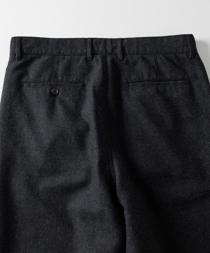 寬鬆版型水洗羊毛混紡法蘭絨長褲