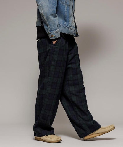 寬鬆版型水洗羊毛混紡法蘭絨長褲