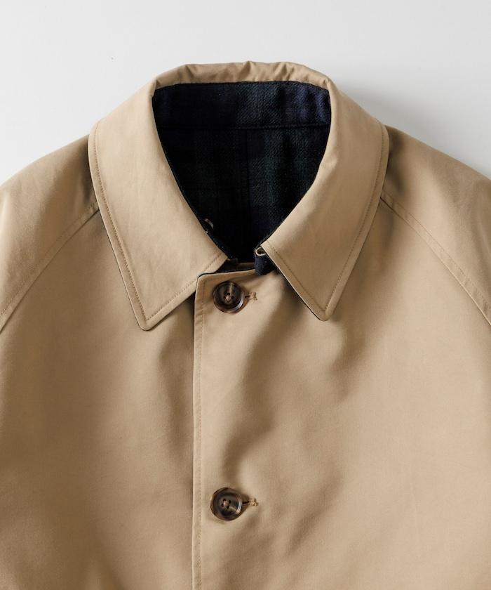 可雙面穿羊毛混紡法蘭絨格紋巴爾馬肯大衣