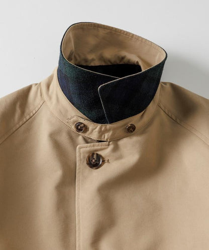 可雙面穿羊毛混紡法蘭絨格紋巴爾馬肯大衣