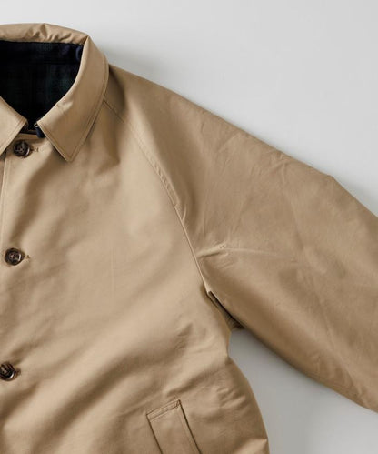 可雙面穿羊毛混紡法蘭絨格紋巴爾馬肯大衣