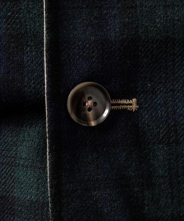 可雙面穿羊毛混紡法蘭絨格紋巴爾馬肯大衣