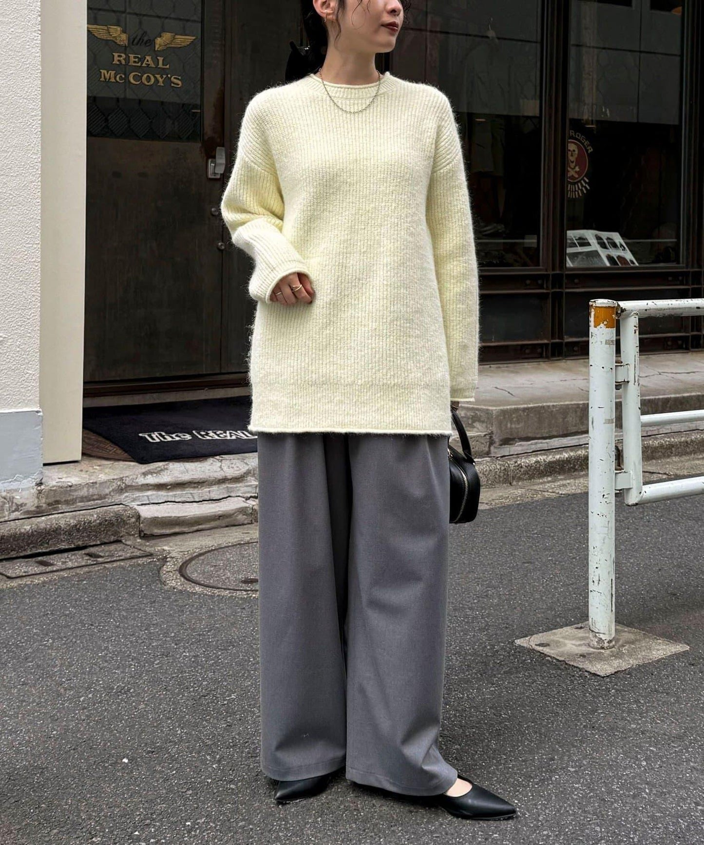 中長款單面針織套頭衫