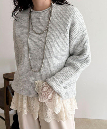 中長款單面針織套頭衫