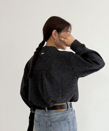 針織短款套頭衫