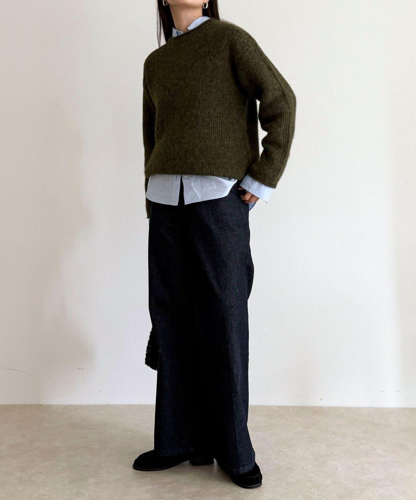 中長款單面針織套頭衫