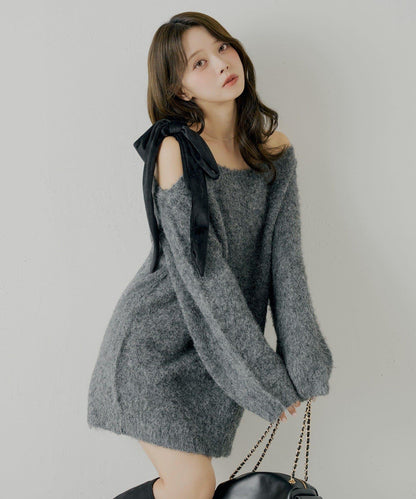 【復刻】天鵝絨蝴蝶結連帽連衣裙