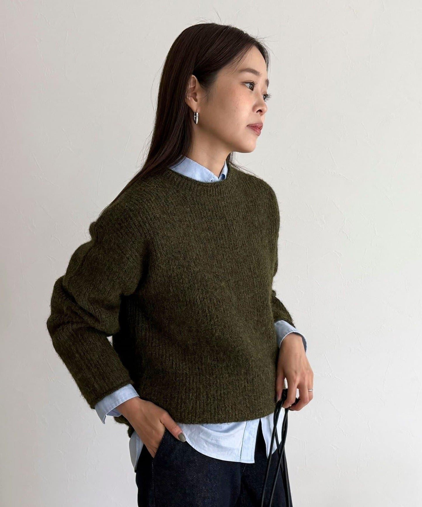 中長款單面針織套頭衫