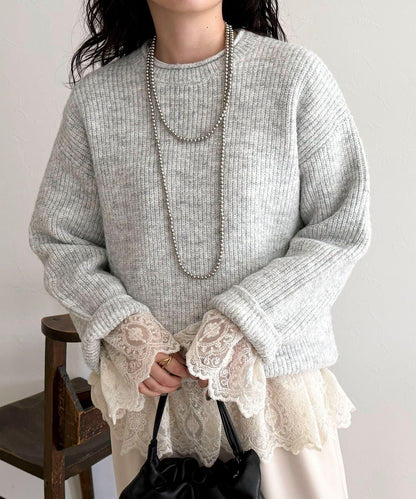 中長款單面針織套頭衫