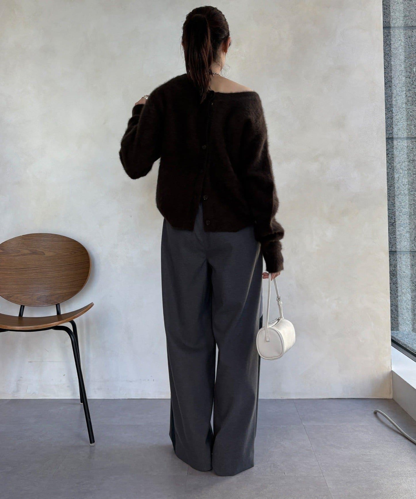 側邊條紋寬腿褲