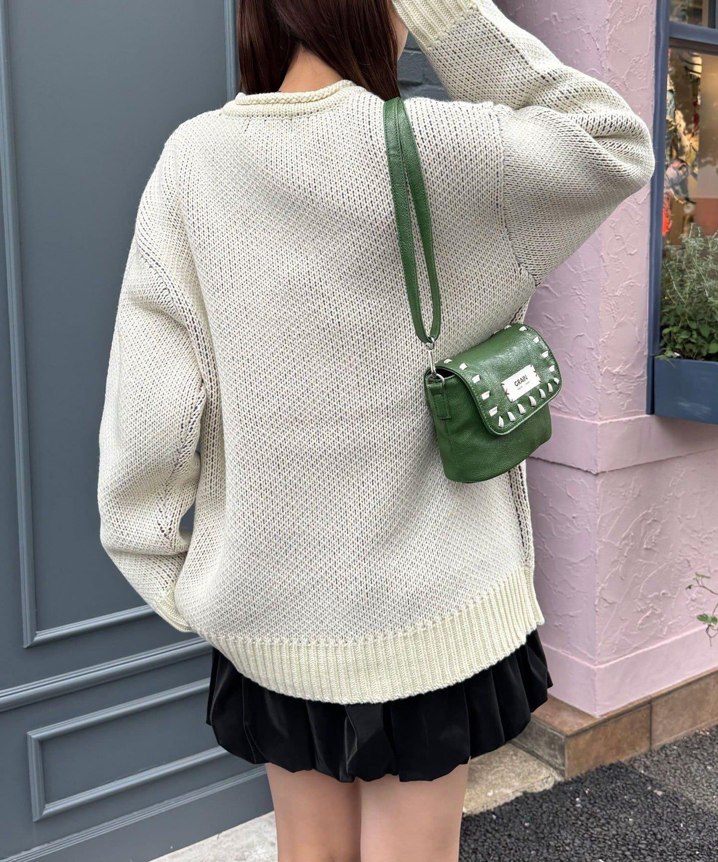 低密度提花拼接寬鬆針織衫