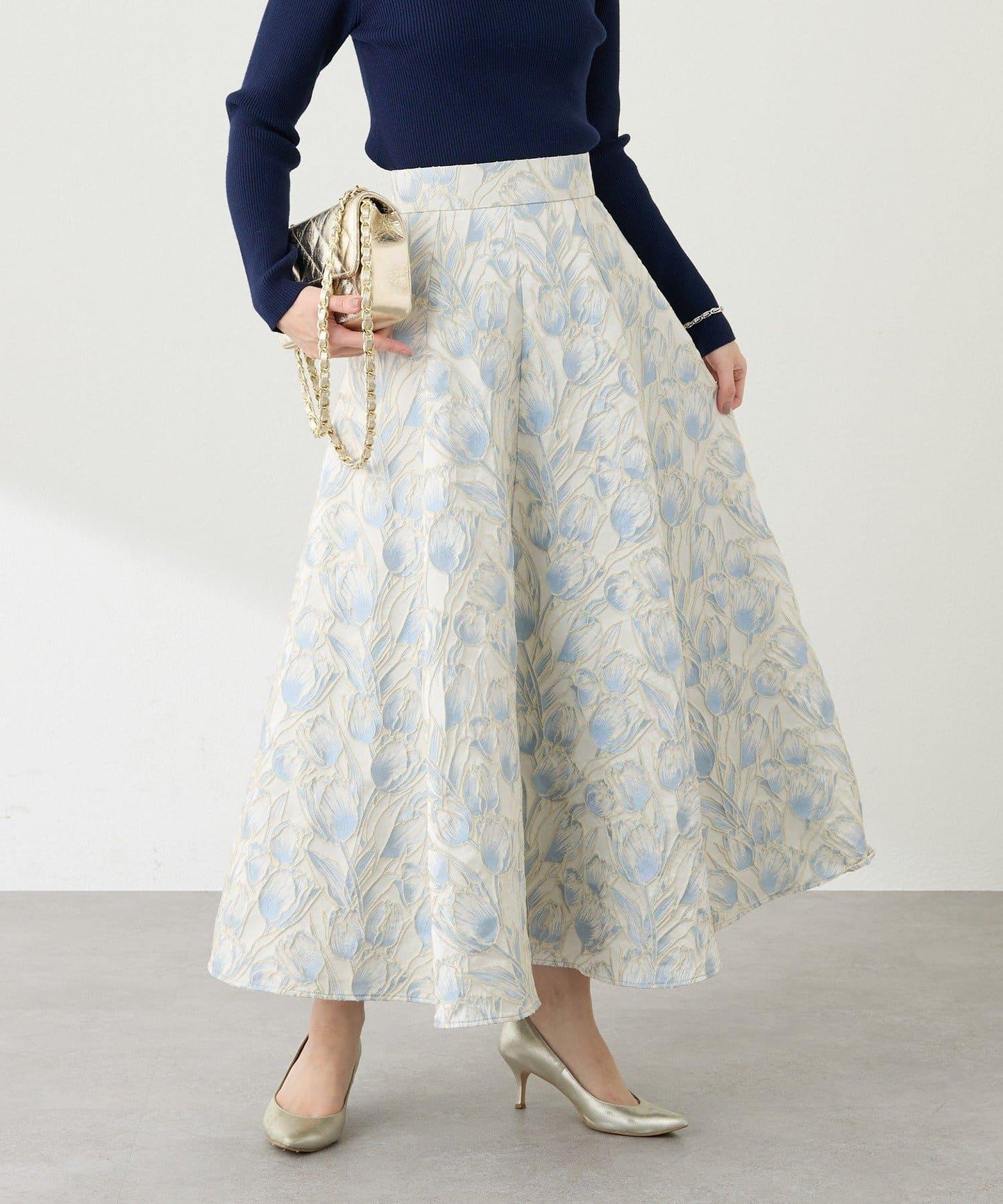 【BonBon Girls精選・最強吸睛半身裙】花卉提花半身裙