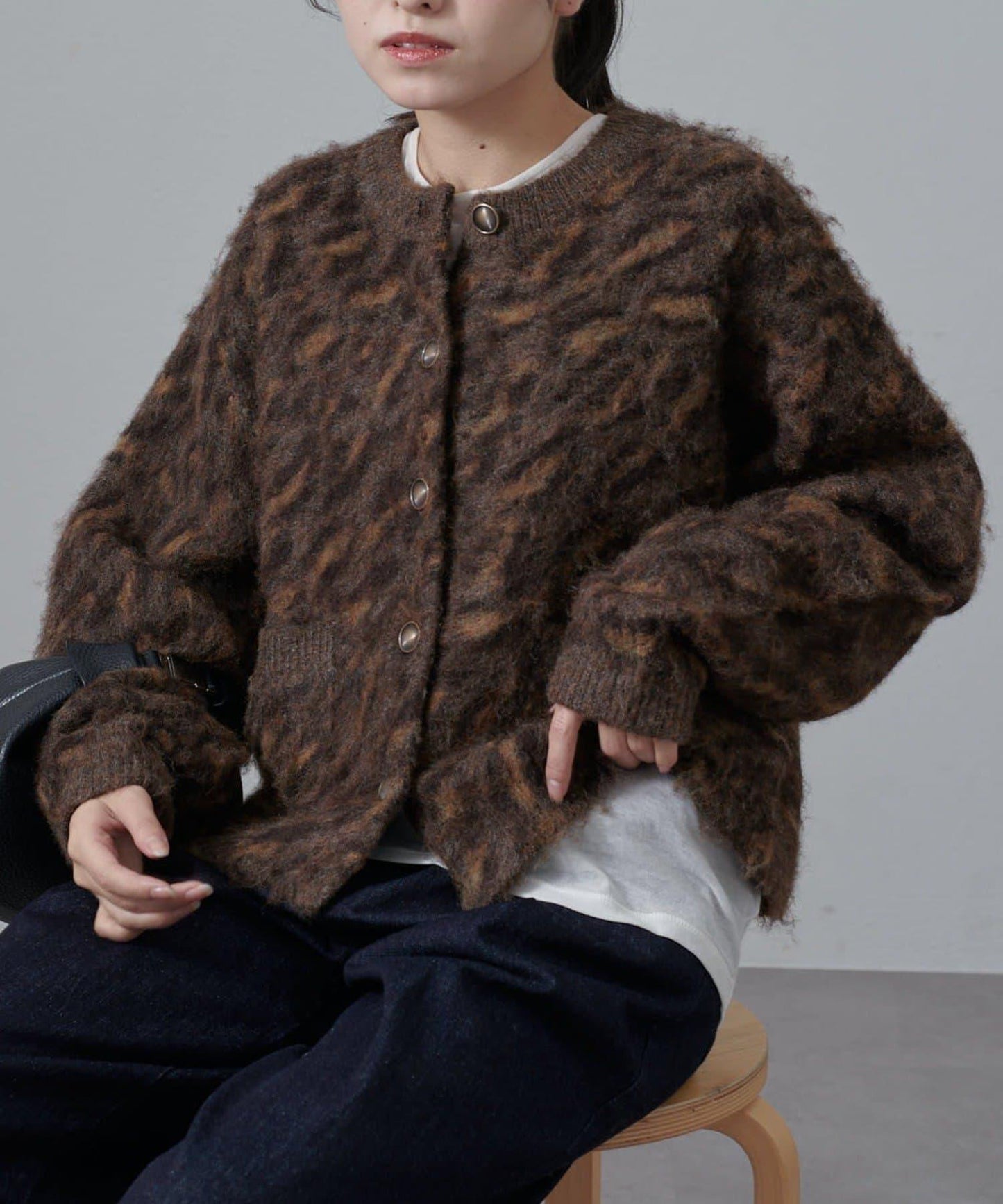 豹紋長毛絨夾克開衫