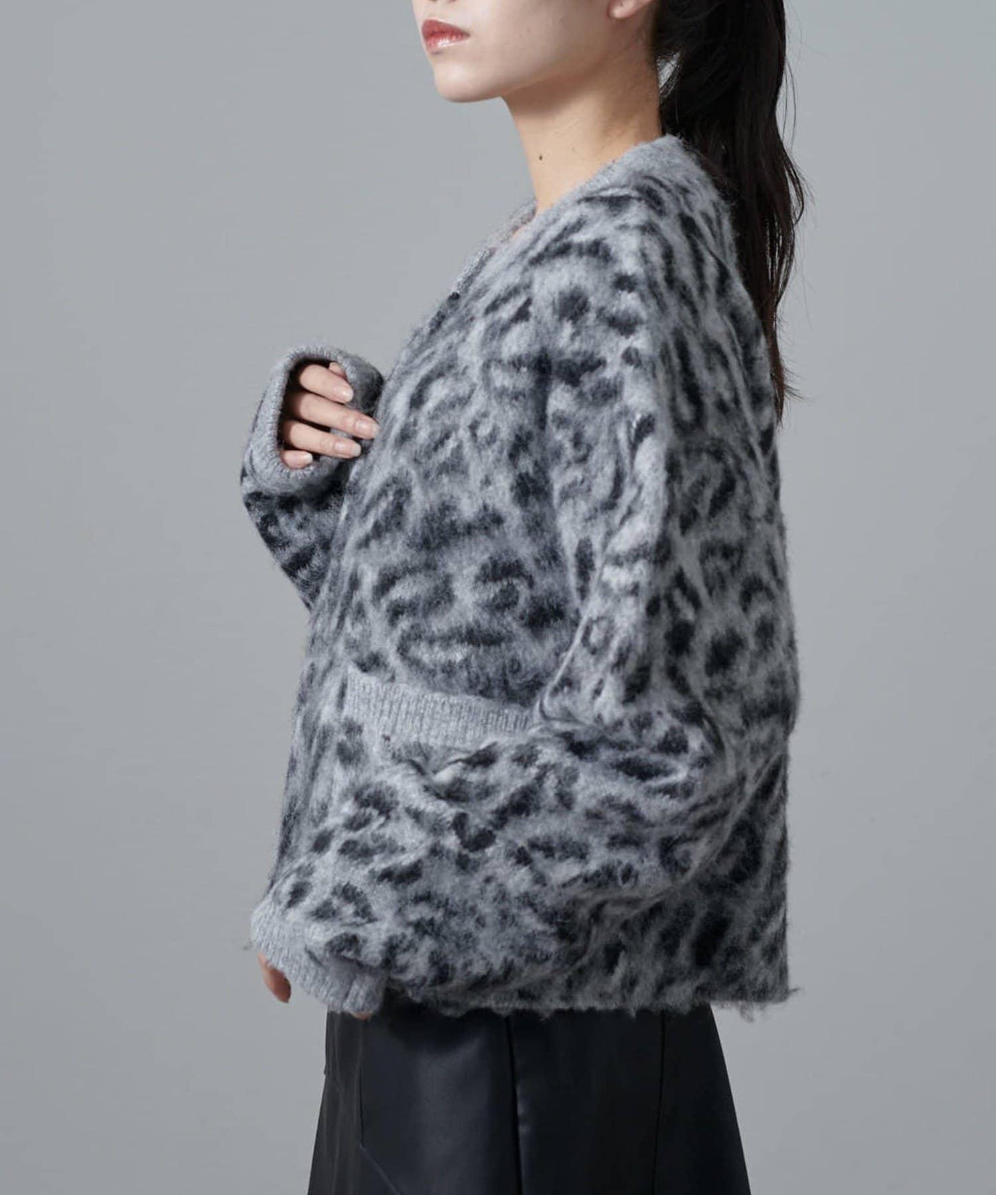 豹紋長毛絨夾克開衫