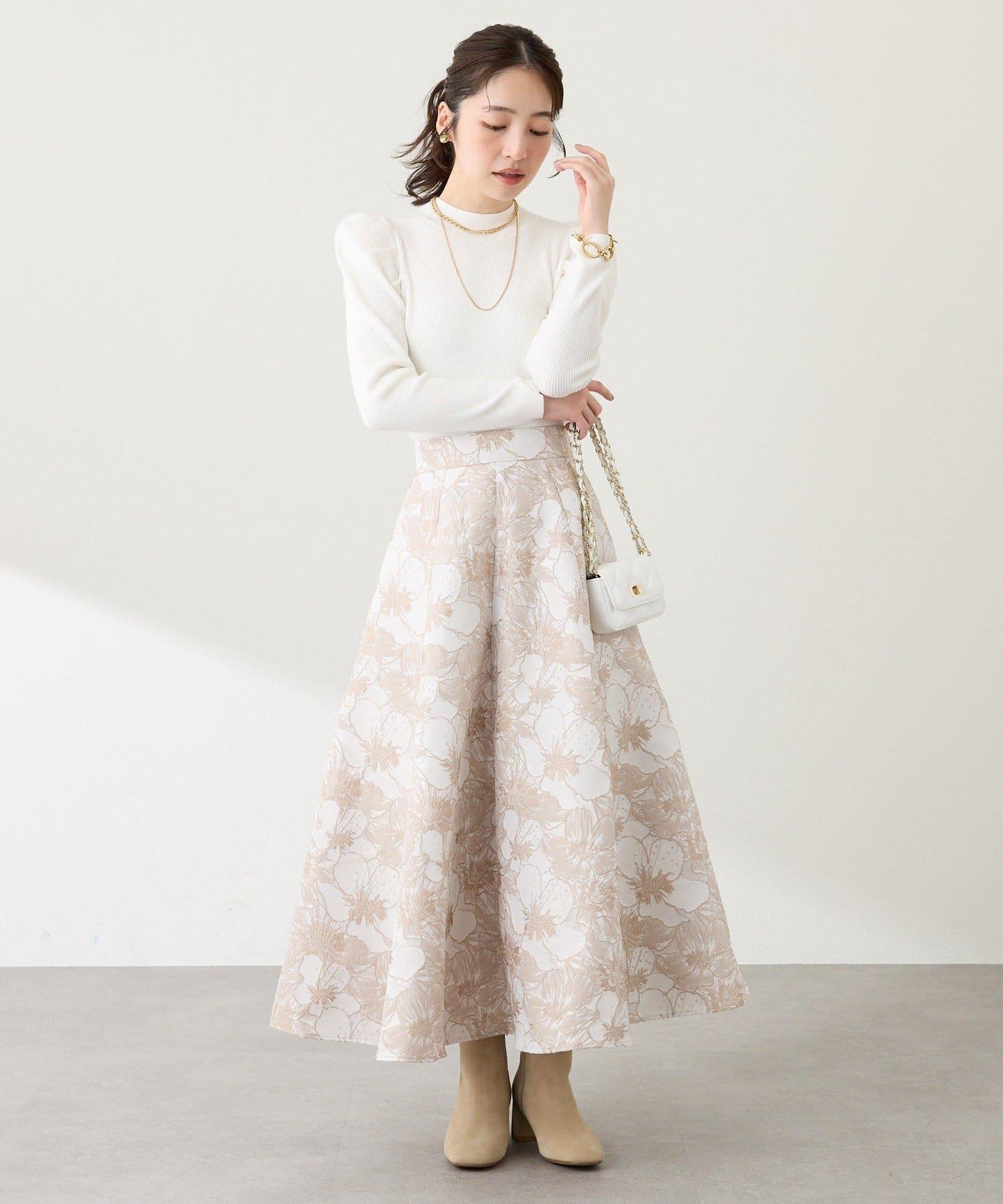 【BonBon Girls精選・最強吸睛半身裙】花卉提花半身裙