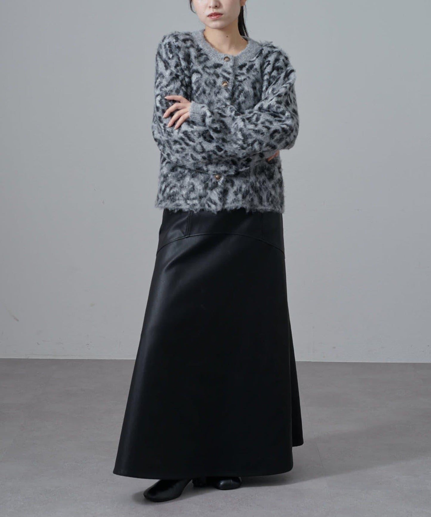 豹紋長毛絨夾克開衫