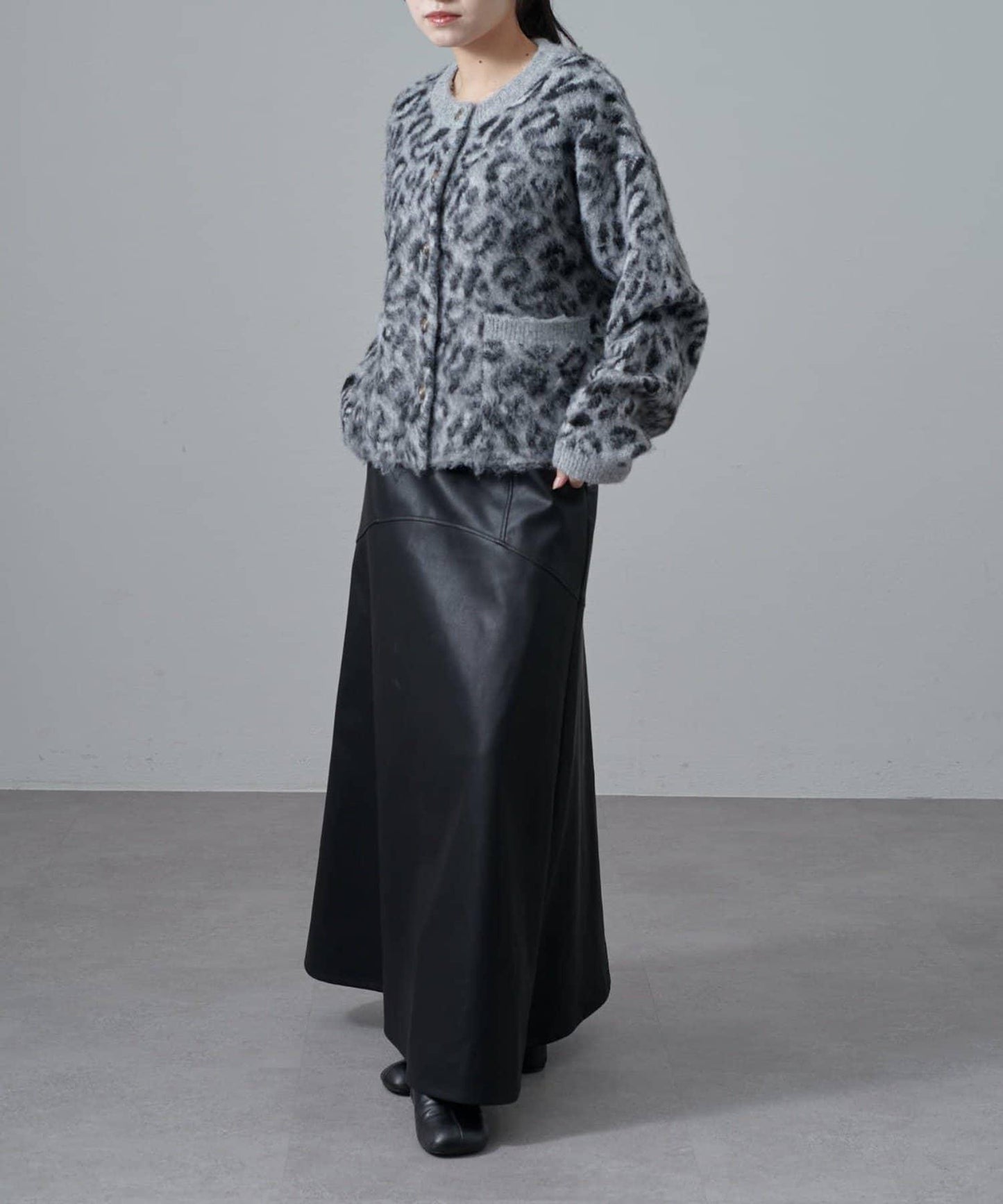 豹紋長毛絨夾克開衫