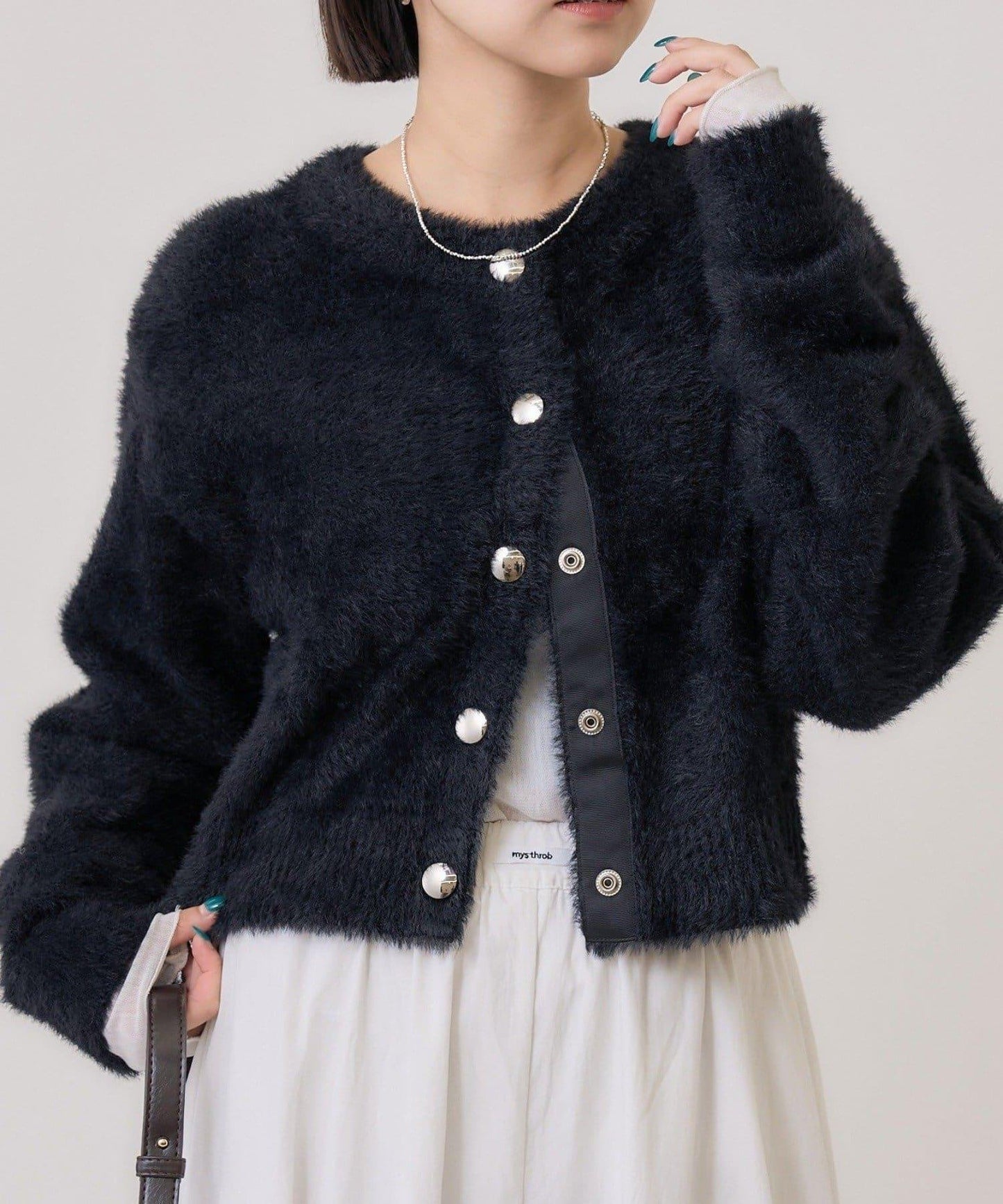 仿貂絨夾克開衫