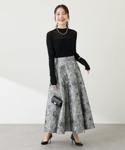 【BonBon Girls精選・最強吸睛半身裙】花卉提花半身裙