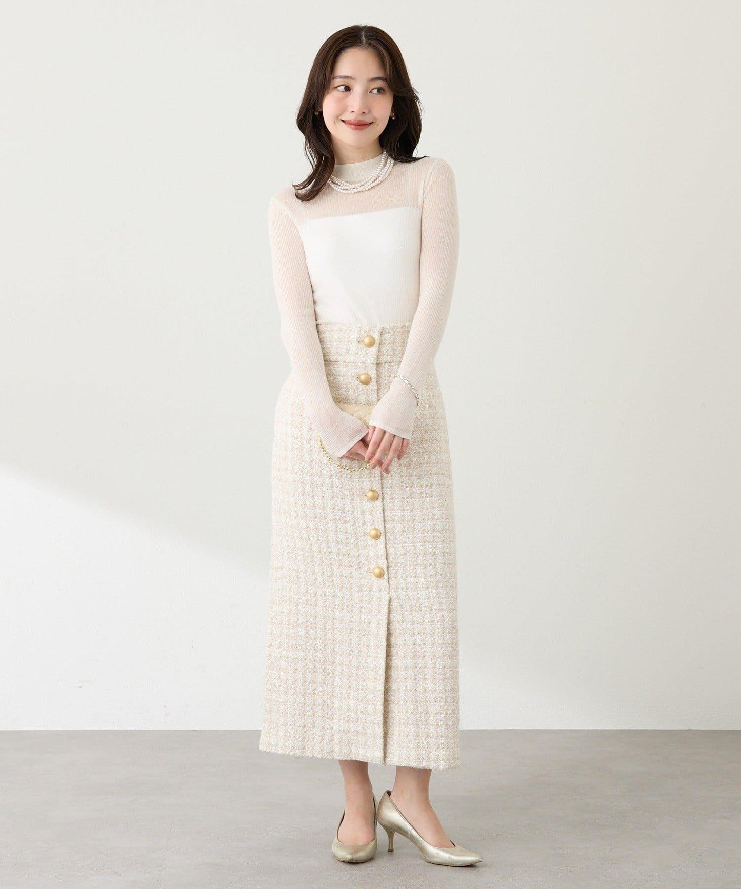 透視亮片高領羅紋針織衫