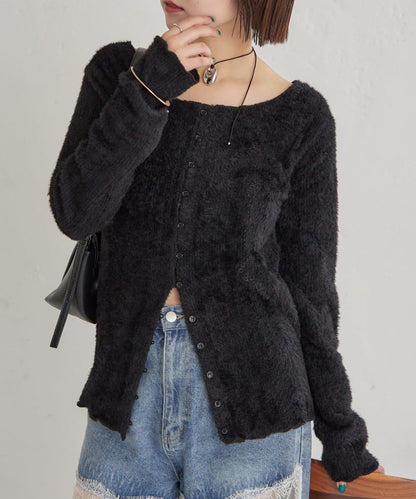 毛絨羅紋開衫