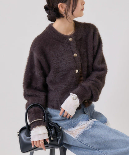 仿貂絨夾克開衫