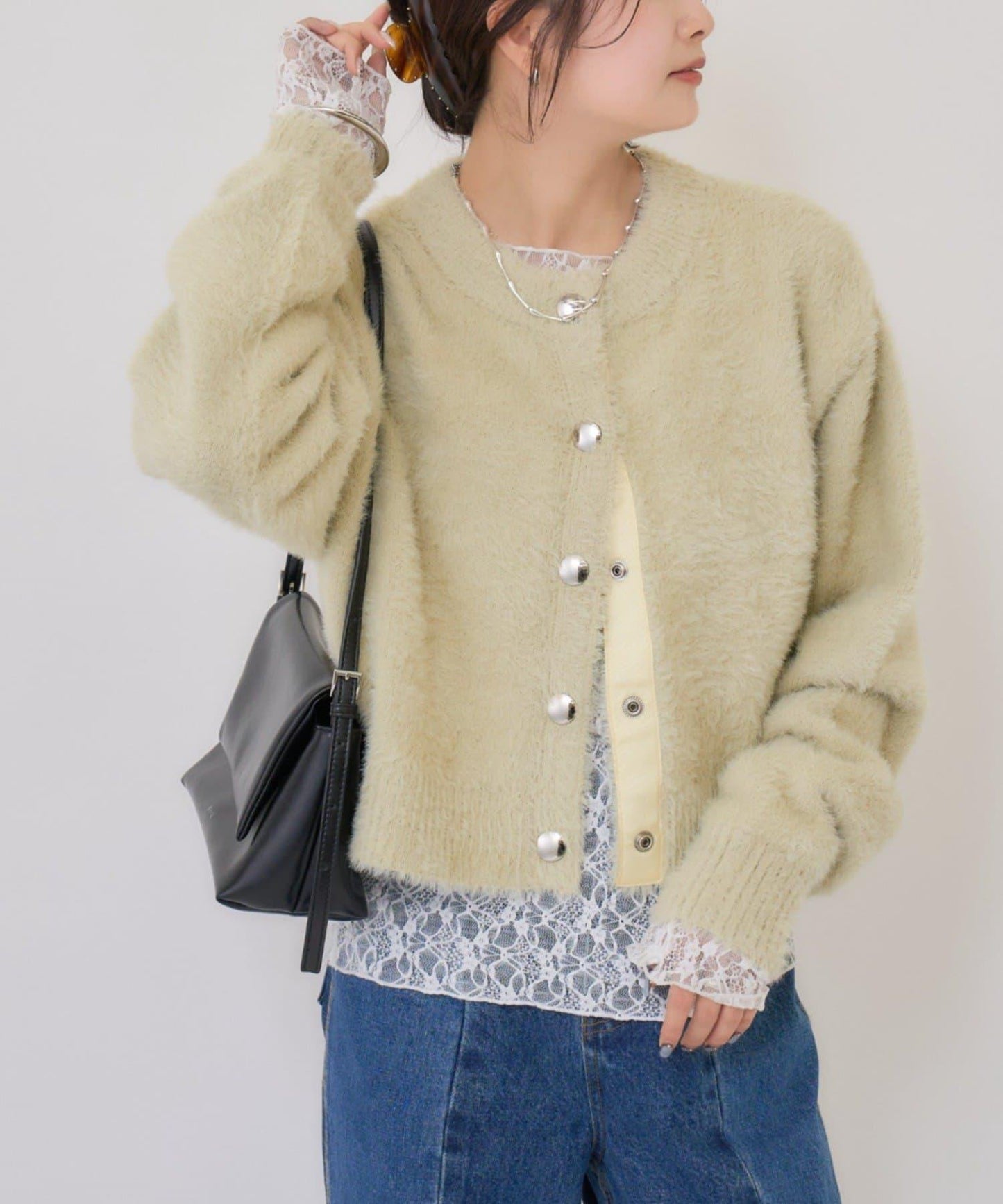 仿貂絨夾克開衫