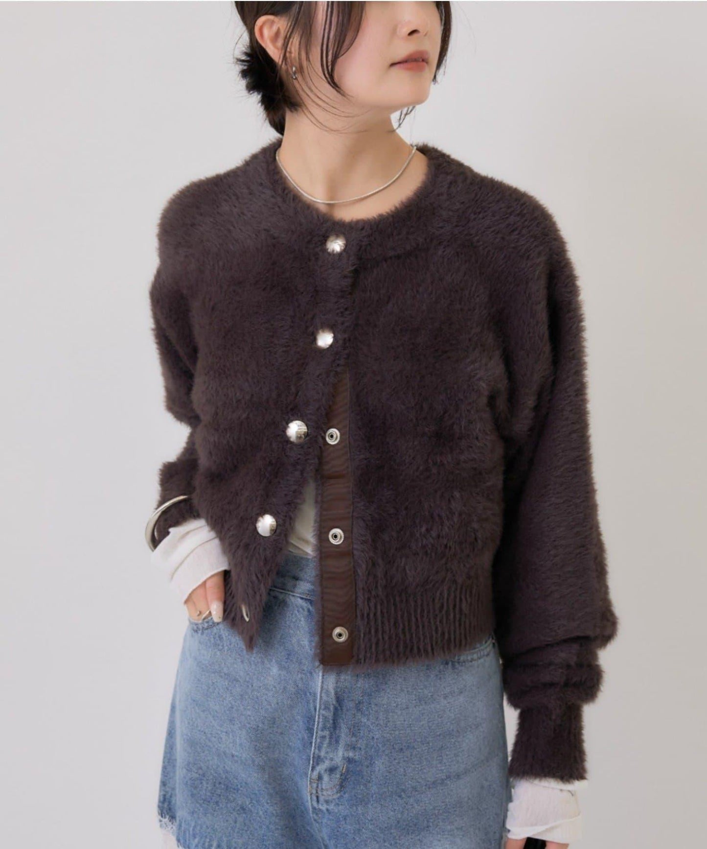 仿貂絨夾克開衫