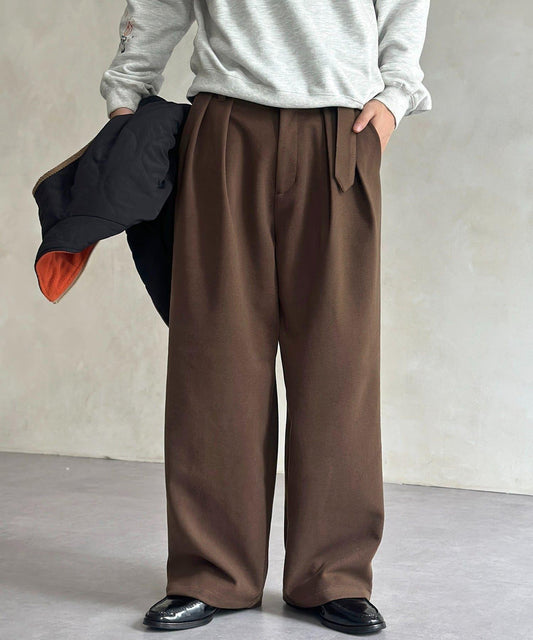 仿羊毛繫帶休閒褲