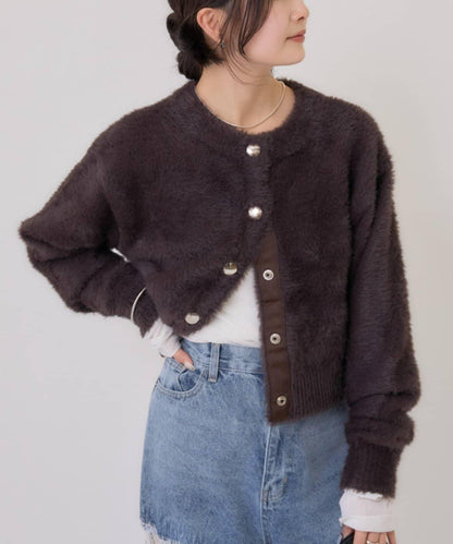 仿貂絨夾克開衫