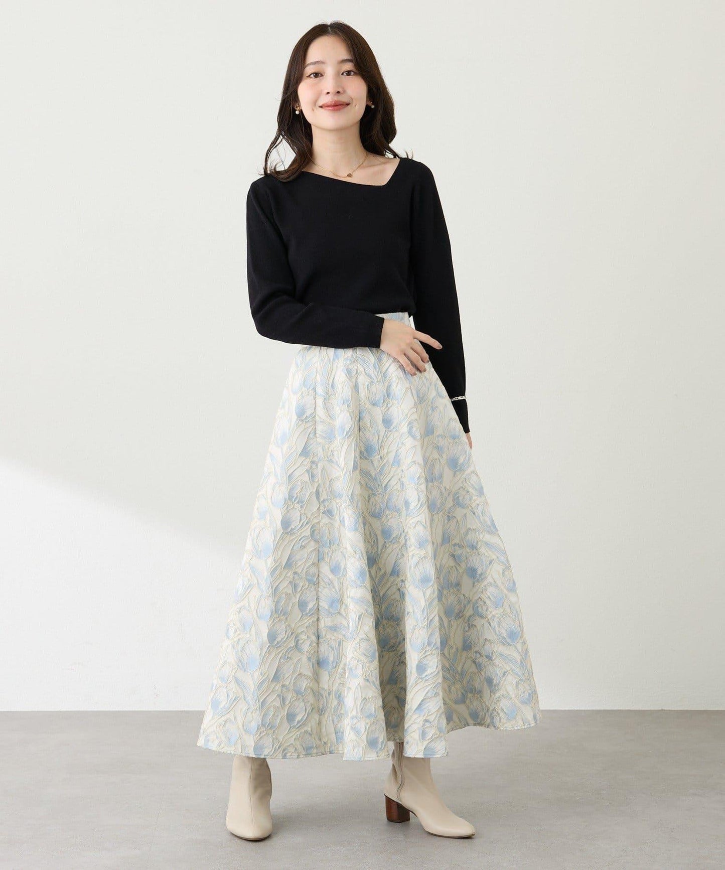 【BonBon Girls精選・最強吸睛半身裙】花卉提花半身裙