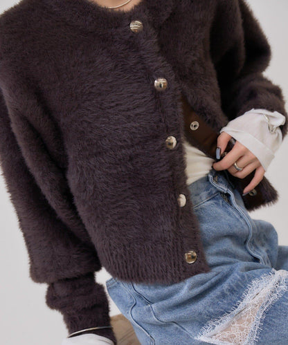 仿貂絨夾克開衫