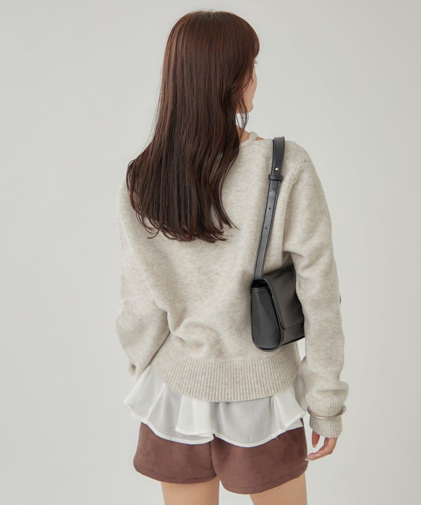 荷葉邊拼接針織衫