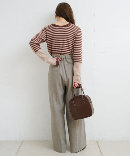 【4色可選】B 條紋指孔針織上衣