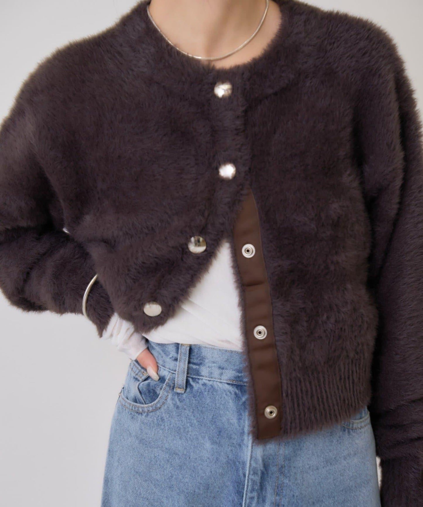 仿貂絨夾克開衫