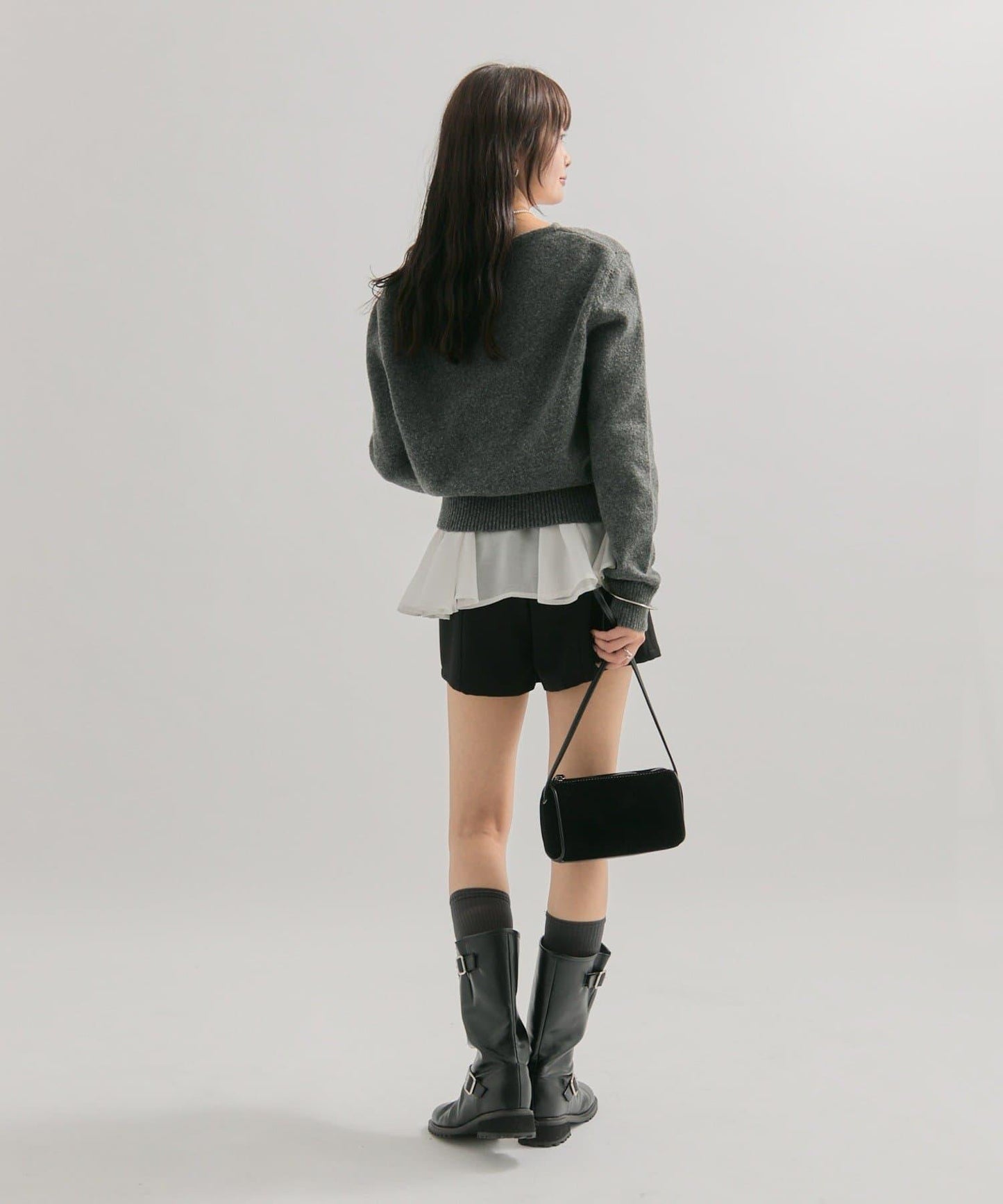 荷葉邊拼接針織衫