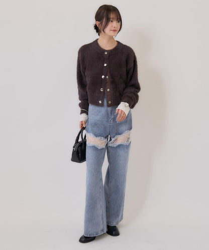 仿貂絨夾克開衫