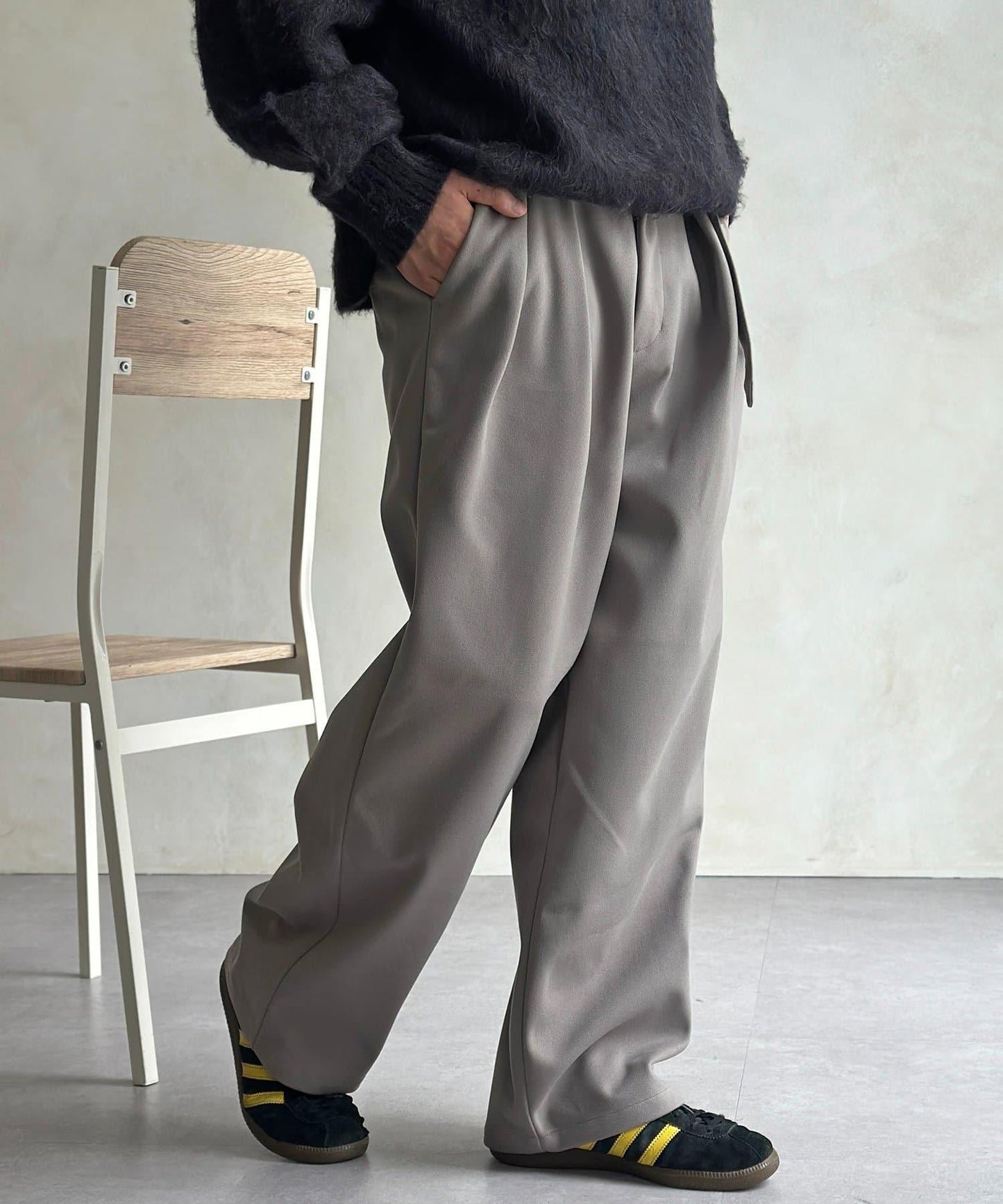 仿羊毛繫帶休閒褲